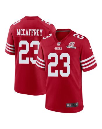 Christian McCaffrey 23 San Francisco 49ers 2024 Divisional Patch Game Men Jersey - Scarlet