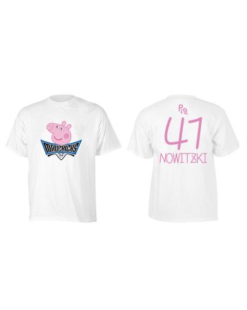 Dirk Nowitzki 41 Dallas Mavericks Pig Print T-Shirt - White