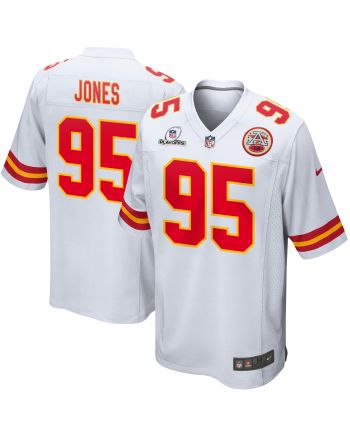 Chris Jones 95 Kansas City Chiefs 2023 Playoffs Patch Game Men Jersey - White