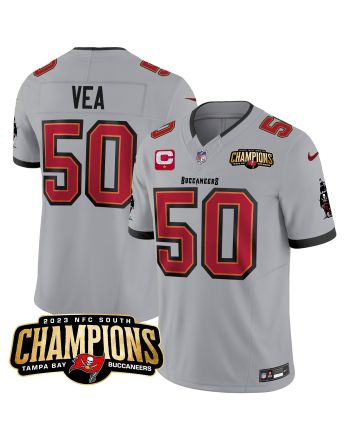 Vita Vea 50 Tampa Bay Buccaneers 2023 NFC South Champions Patch Game Men Jersey - Gray