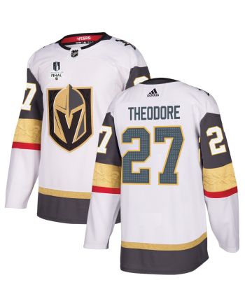 Shea Theodore 27 Vegas Golden Knights Stanley Cup 2023 Final Patch Away Breakaway Men Jersey - White