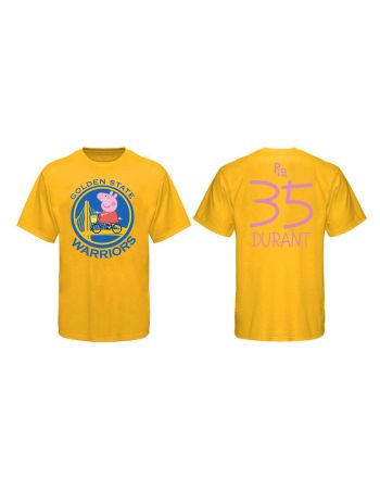 Kevin Durant 35 Golden State Warriors Pig Print T-Shirt - Yellow