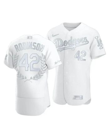 Men Los Angeles Dodgers Jackie Robinson 42 Jackie Robinson Day Platinum Edition Jersey White