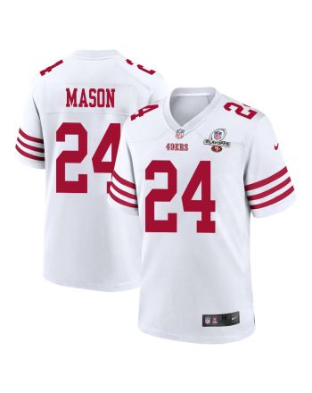 Jordan Mason 24 San Francisco 49ers 2023 Playoffs Patch Game Men Jersey - White