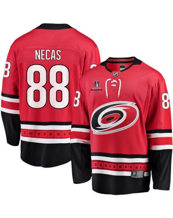 Martin Necas 88 Carolina Hurricanes Stanley Cup 2023 Playoffs Patch Home Breakaway Men Jersey - Red