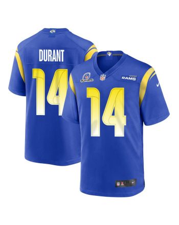 Cobie Durant 14 Los Angeles Rams 2023 Playoffs Patch Game Men Jersey - Royal