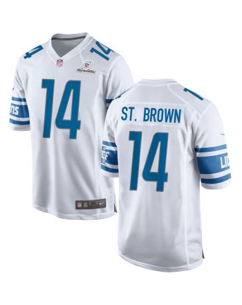 Amon-Ra St. Brown 14 Detroit Lions 2024 Divisional Patch Game Men Jersey - White