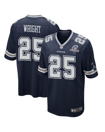 Nahshon Wright 25 Dallas Cowboys 2023 Playoffs Patch Game Men Jersey - Navy