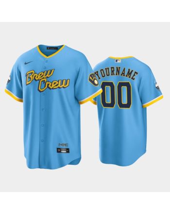 Men's Milwaukee Brewers 00 Custom 2022-23 City Connect Powder Blue Jersey