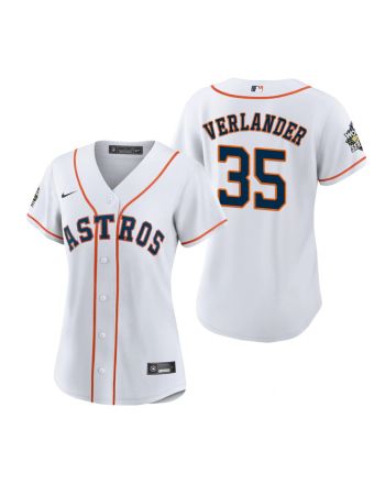 Women's Houston Astros Justin Verlander 35 White 2022-23 World Series Jersey