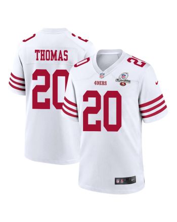 Ambry Thomas 20 San Francisco 49ers 2023 Playoffs Patch Game Men Jersey - White