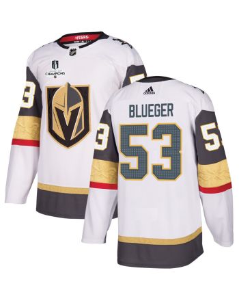 Teddy Blueger 53 Vegas Golden Knights Stanley Cup 2023 Champions Patch Away Breakaway Men Jersey - White