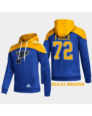 St. Louis Blues 72 Justin Faulk 2022-23 Stylish Blue Hoodie Pullover