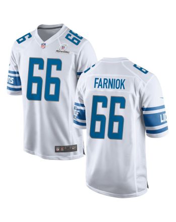 Matt Farniok 66 Detroit Lions 2024 Divisional Patch Game Men Jersey - White