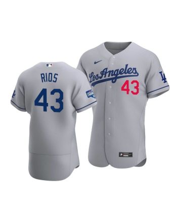 Men's Los Angeles Dodgers Edwin Rios 43 2020 World Series Champions Road Jersey Gray