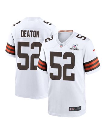 Dawson Deaton 52 Cleveland Browns 2023 Playoffs Patch Game Men Jersey - White