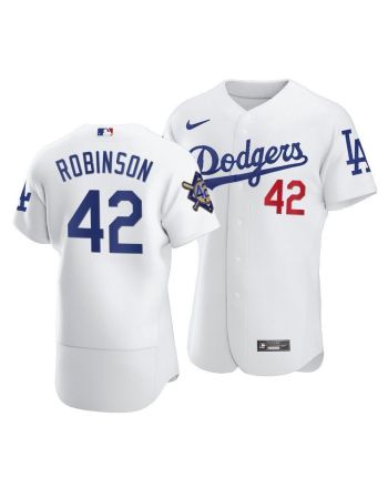 Men Los Angeles Dodgers Jackie Robinson 42 Jackie Robinson Day Home Jersey White