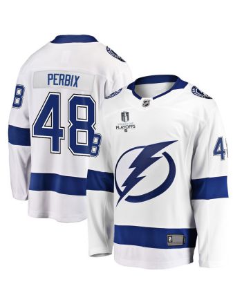 Nick Perbix 48 Tampa Bay Lightning Stanley Cup 2023 Playoffs Patch Away Breakaway Men Jersey - White