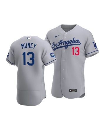 Men's Los Angeles Dodgers Max Muncy 13 2020 World Series Champions Road Jersey Gray