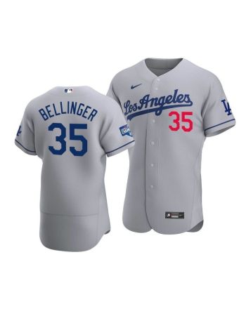 Men's Los Angeles Dodgers Cody Bellinger 35 2020 World Series Champions Road Jersey Gray