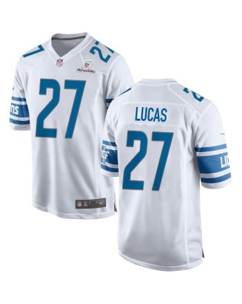 Chase Lucas 27 Detroit Lions 2024 Divisional Patch Game Men Jersey - White