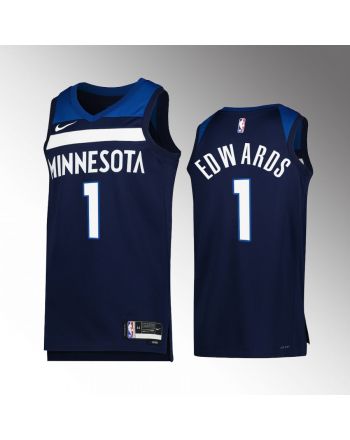 Minnesota Timberwolves Anthony Edwards 1 2022-23 Icon Edition Navy Jersey Swingman