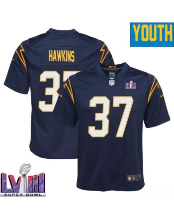 Jaylinn Hawkins 37 Los Angeles Chargers Super Bowl LVIII YOUTH Alternate Game Jersey - Navy