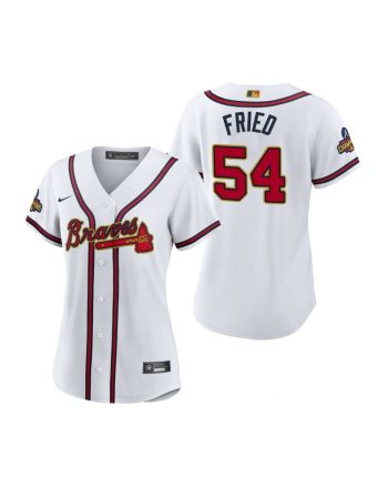 Women's Max Fried 54 Atlanta Braves White 2022-23 Gold Program Jersey