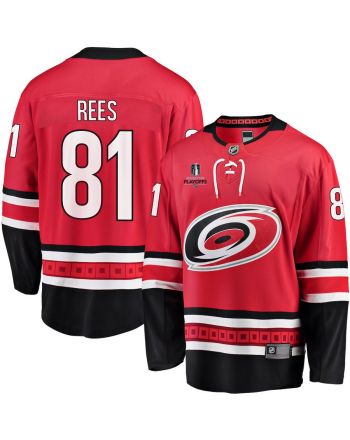 Jamieson Rees 81 Carolina Hurricanes Stanley Cup 2023 Playoffs Patch Home Breakaway Men Jersey - Red