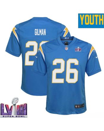 Alohi Gilman 26 Los Angeles Chargers Super Bowl LVIII YOUTH Home Game Jersey - Powder Blue