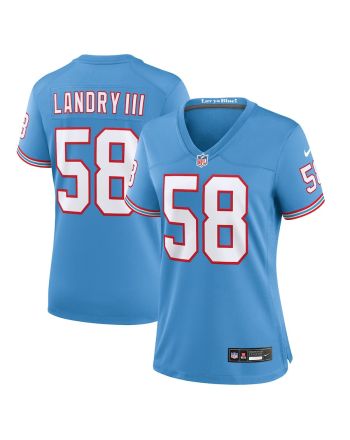 Harold Landry III 58 Tennessee Titans Oilers Throwback Alternate Game Women Jersey - Light Blue