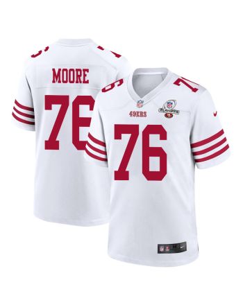 Jaylon Moore 76 San Francisco 49ers 2023 Playoffs Patch Game Men Jersey - White