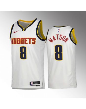 Peyton Watson 8 2022-23 Denver Nuggets White Association Edition Jersey Swingman