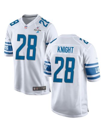 Zonovan Knight 28 Detroit Lions 2023 Playoffs Patch Game Men Jersey - White