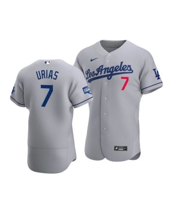 Men's Los Angeles Dodgers Julio Urias 7 2020 World Series Champions Road Jersey Gray