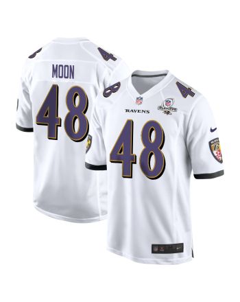 Jeremiah Moon 48 Baltimore Ravens 2023 Playoffs Patch Game Men Jersey - White