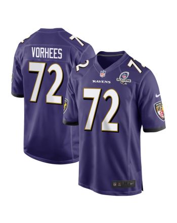 Andrew Vorhees 72 Baltimore Ravens 2023 Playoffs Patch Game Men Jersey - Purple