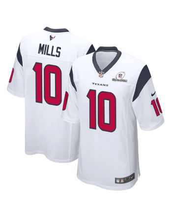 Davis Mills 10 Houston Texans 2024 Divisional Patch Game Men Jersey - White