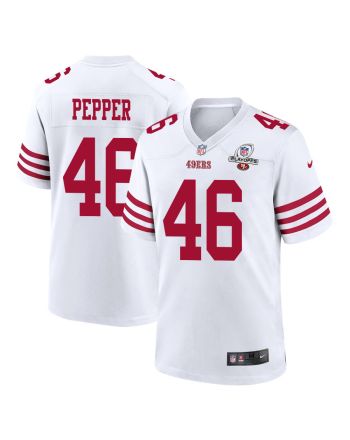 Taybor Pepper 46 San Francisco 49ers 2023 Playoffs Patch Game Men Jersey - White