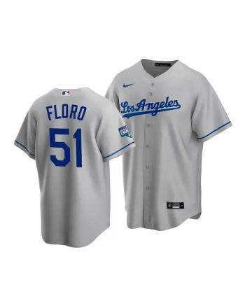 Men's Los Angeles Dodgers Dylan Floro 51 2020 World Series Champions Gray Road Jersey