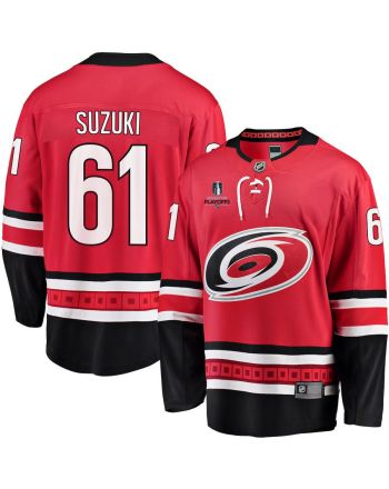 Ryan Suzuki 61 Carolina Hurricanes Stanley Cup 2023 Playoffs Patch Home Breakaway Men Jersey - Red