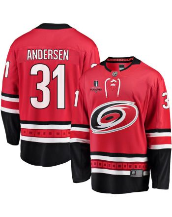 Frederik Andersen 31 Carolina Hurricanes Stanley Cup 2023 Playoffs Patch Home Breakaway Men Jersey - Red