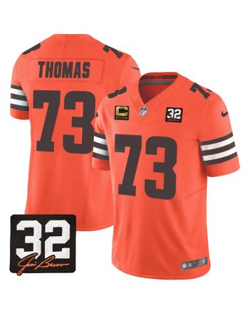 Joe Thomas 73 Cleveland Browns Jim Brown Memorial Patch Game Men Jersey - Orange