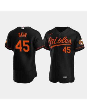 Men's Baltimore Orioles 45 Keegan Akin Black Alternate Jersey Jersey