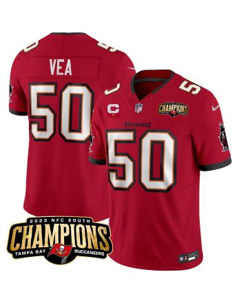 Vita Vea 50 Tampa Bay Buccaneers 2023 NFC South Champions Patch Game Men Jersey - Red