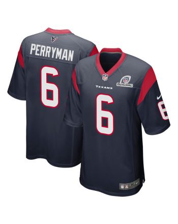 Denzel Perryman 6 Houston Texans 2024 Divisional Patch Game Men Jersey - Navy