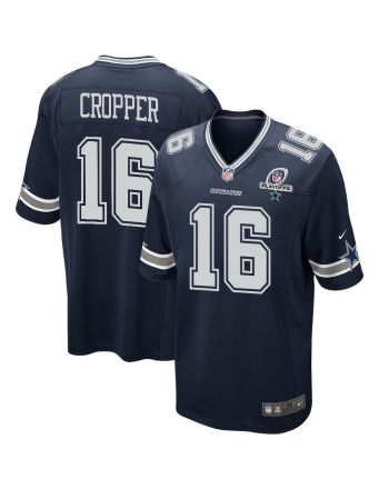 Jalen Cropper 16 Dallas Cowboys 2023 Playoffs Patch Game Men Jersey - Navy