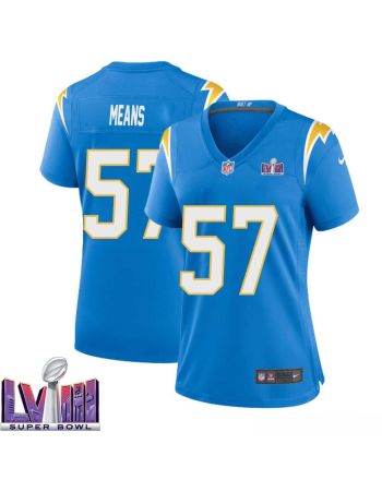 Natrone Means 57 Los Angeles Chargers Super Bowl LVIII Women Home Game Jersey - Powder Blue