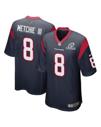 John Metchie III 8 Houston Texans 2023 Playoffs Patch Game Men Jersey - Navy