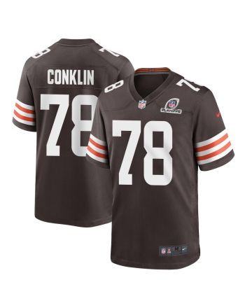 Jack Conklin 78 Cleveland Browns 2023 Playoffs Patch Game Men Jersey - Brown